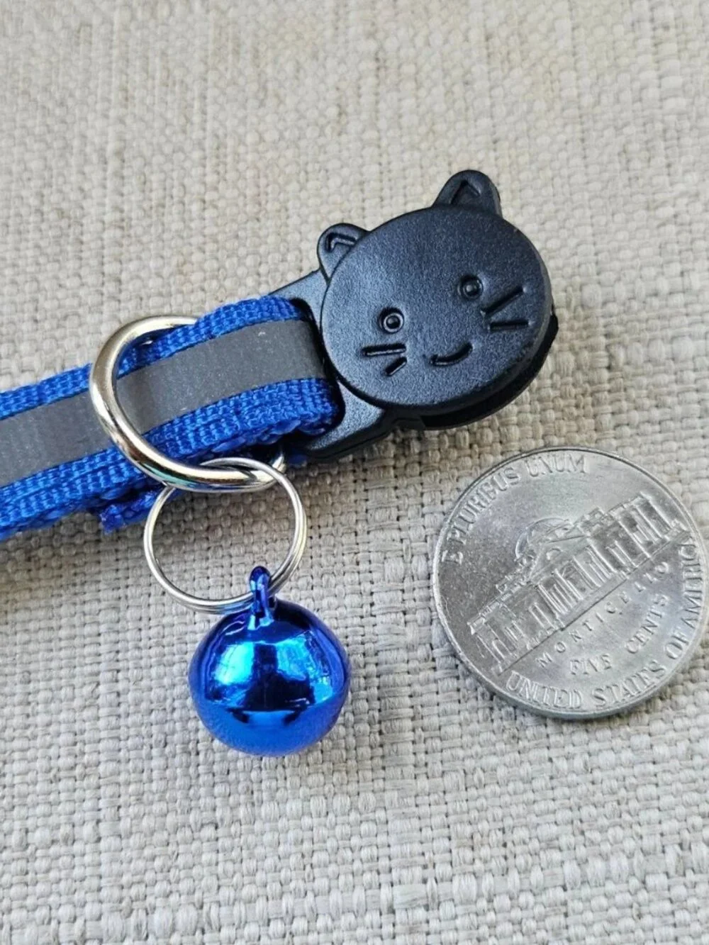 Cat Collar Blue Nylon Pet Collar With Bell W/ Reflective Neck Collar adjustable